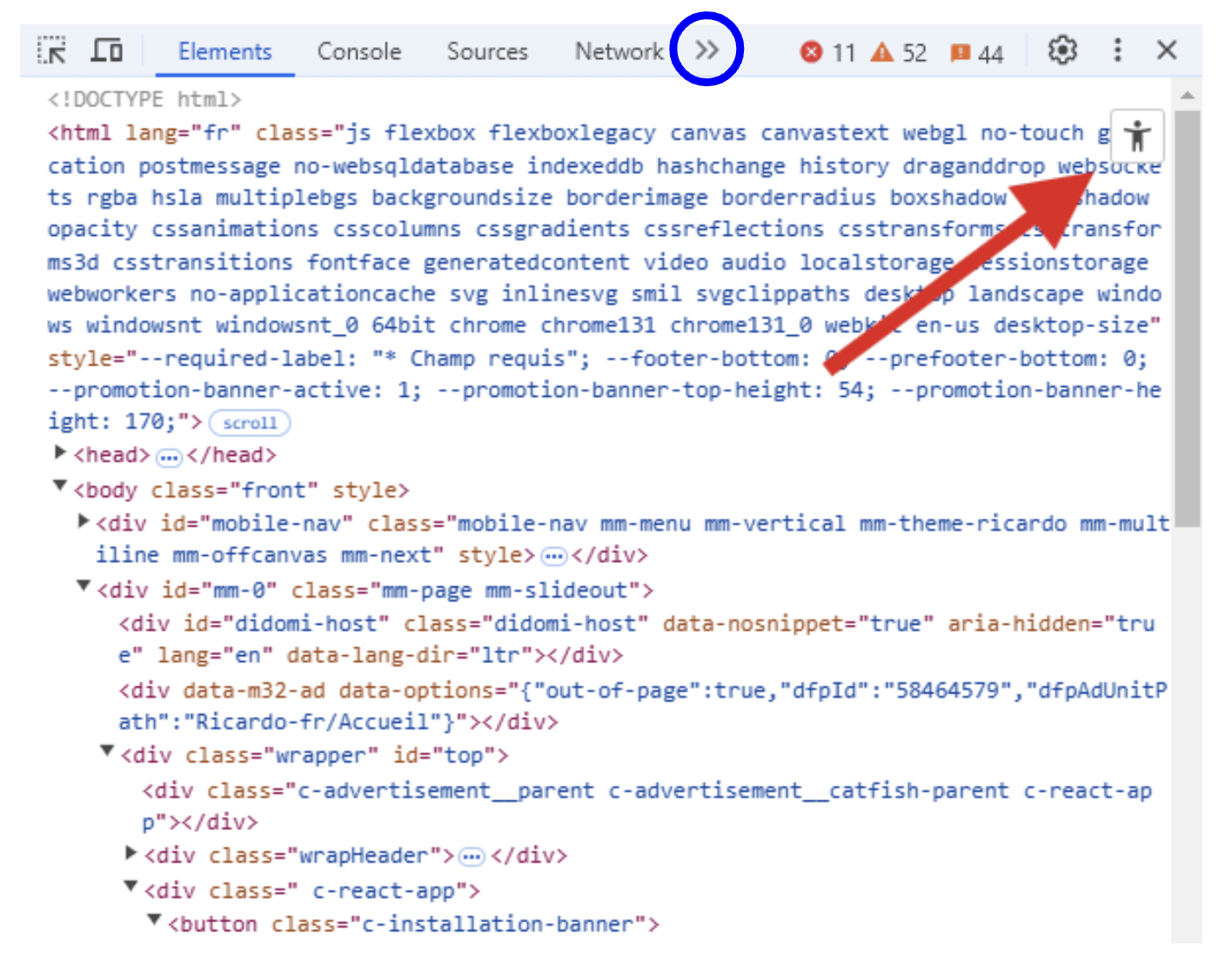 inspecter une page Web pour voir l’arbre d’accessibilité